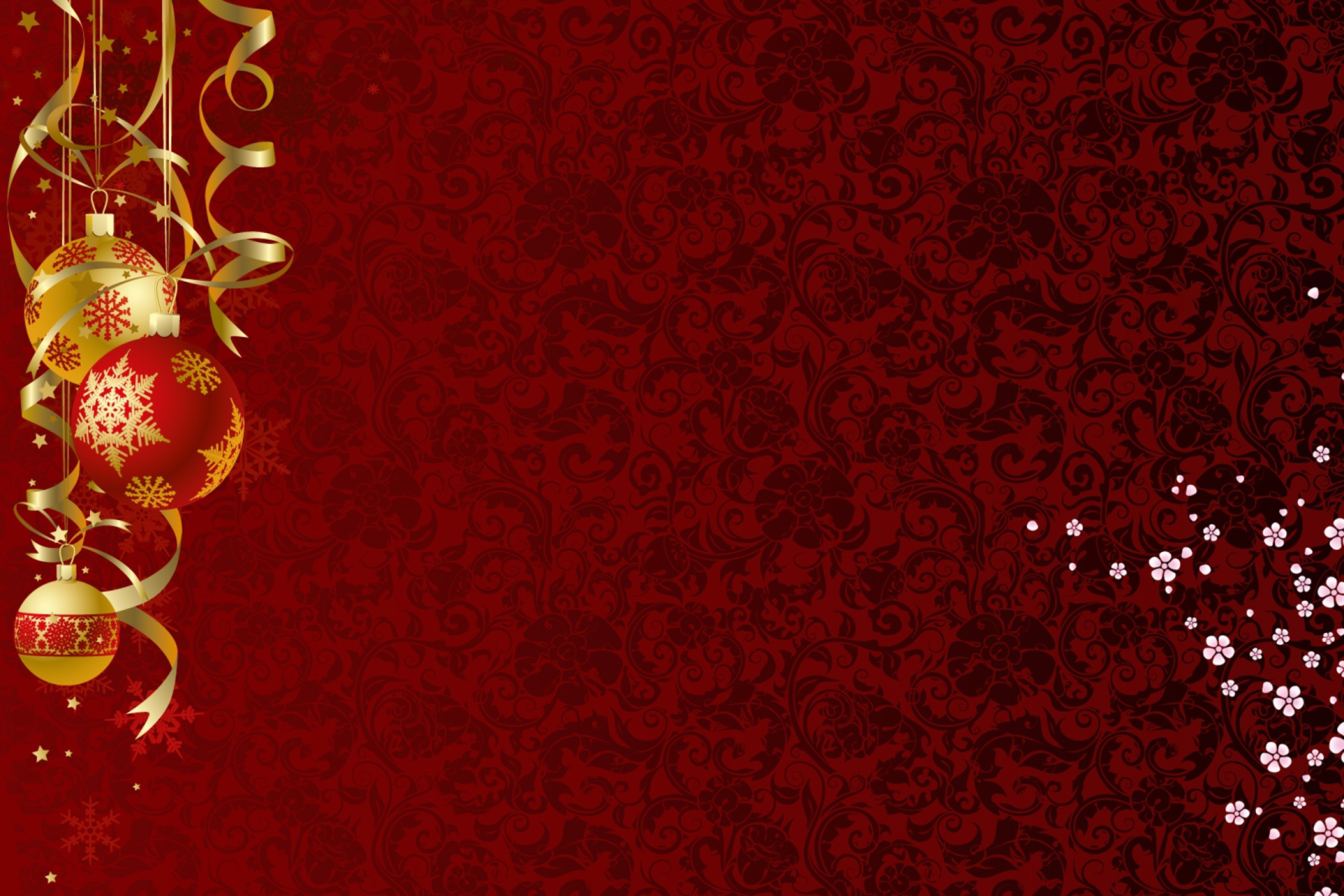 Das Red Xmas Ornaments Wallpaper 2880x1920
