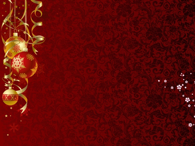Das Red Xmas Ornaments Wallpaper 640x480