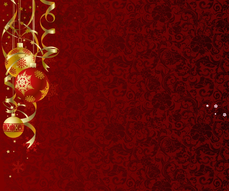 Das Red Xmas Ornaments Wallpaper 960x800