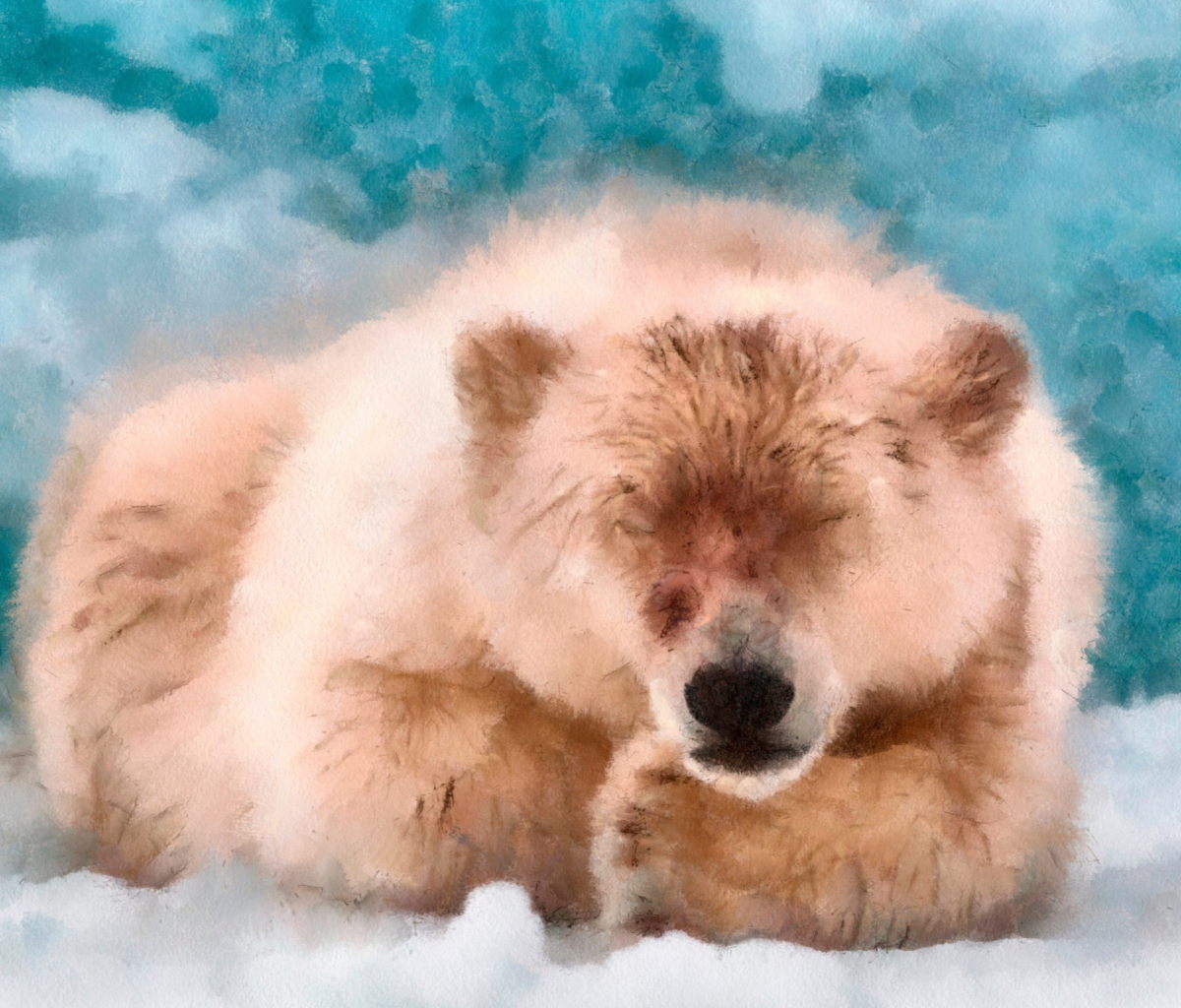 Sleeping Polar Bear wallpaper 1200x1024