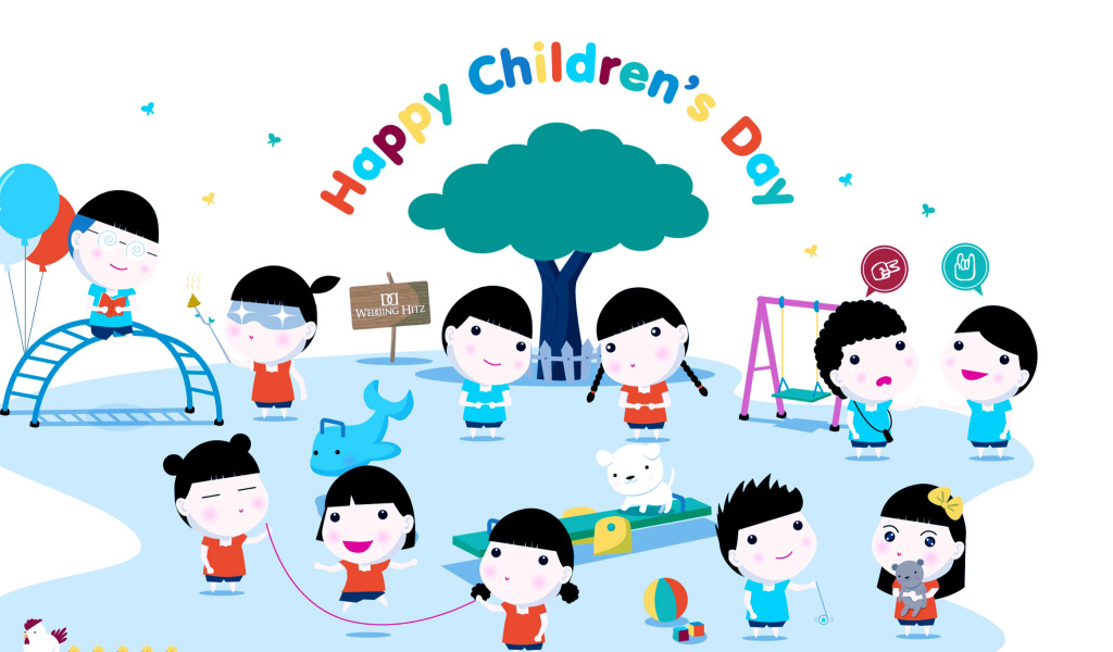 Happy Childrens Day on Playground wallpaper 1024x600