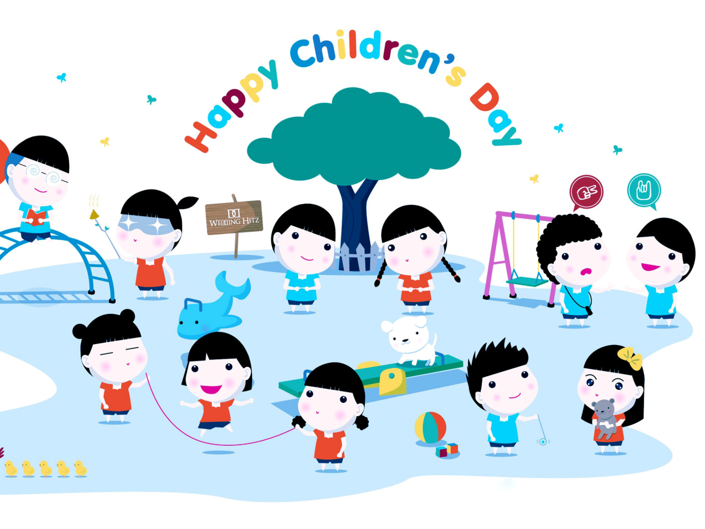 Das Happy Childrens Day on Playground Wallpaper 1400x1050