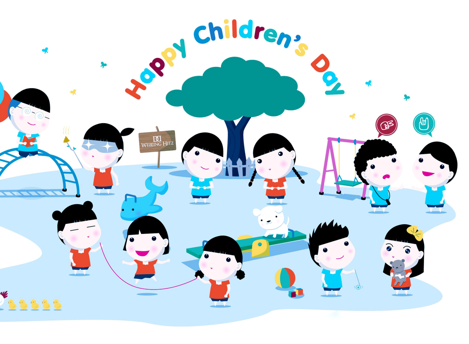 Обои Happy Childrens Day on Playground 1920x1408