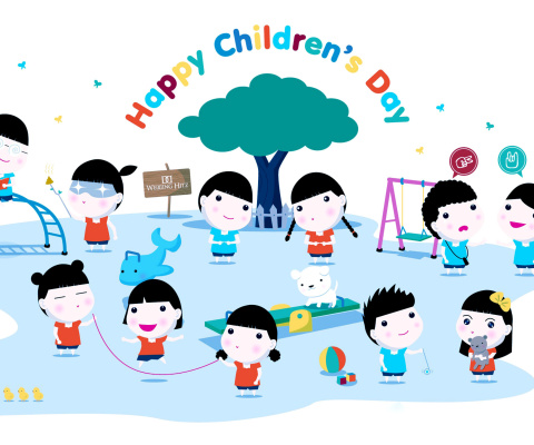 Sfondi Happy Childrens Day on Playground 480x400