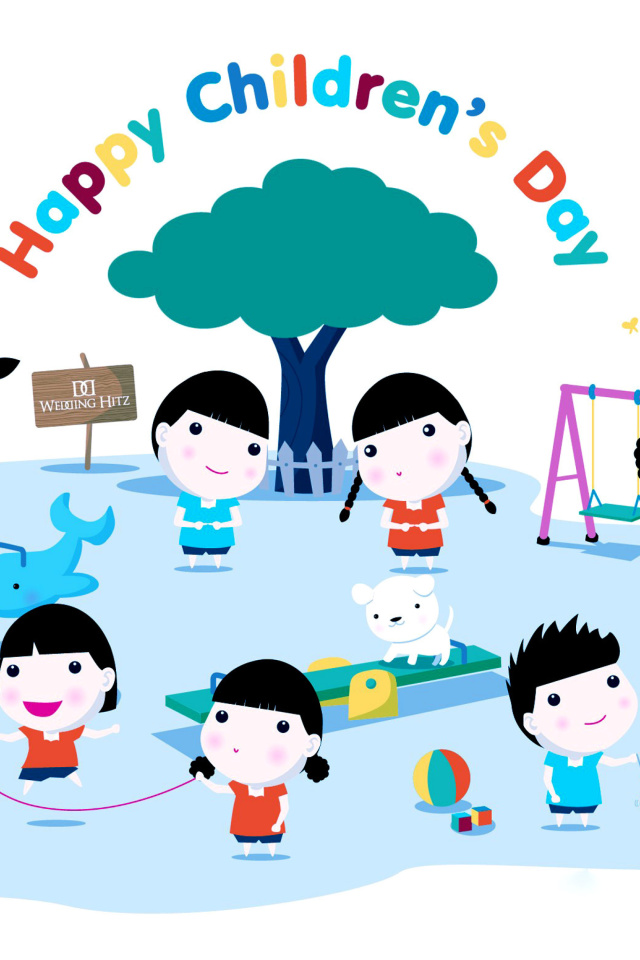 Обои Happy Childrens Day on Playground 640x960