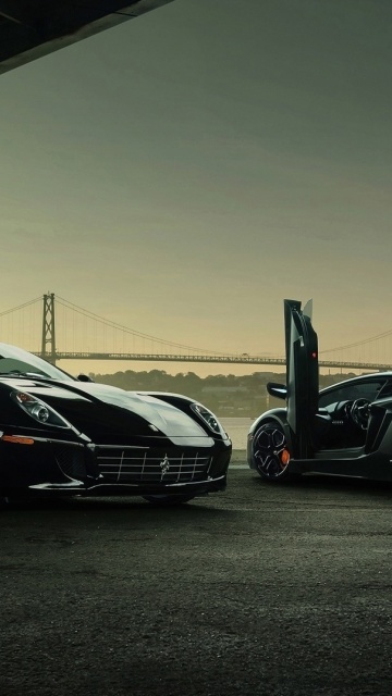 Fondo de pantalla Lamborghini Aventador And Ferrari 599 GTB 360x640