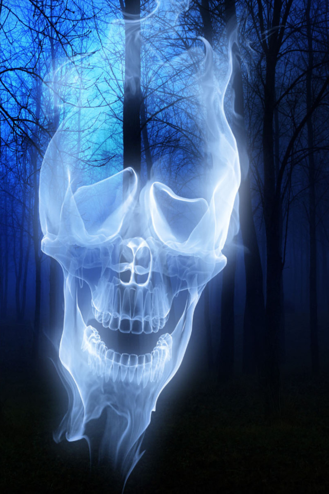 Das Forest Skull Ghost Wallpaper 640x960