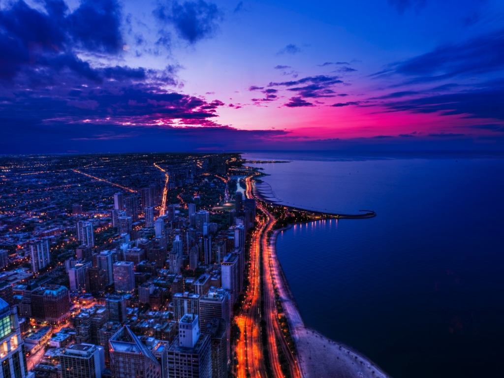 Das Chicago Sunset Wallpaper 1024x768