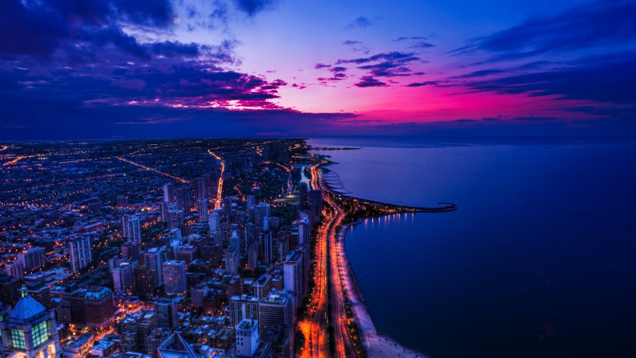 Chicago Sunset wallpaper 1280x720