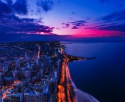 Chicago Sunset wallpaper 176x144