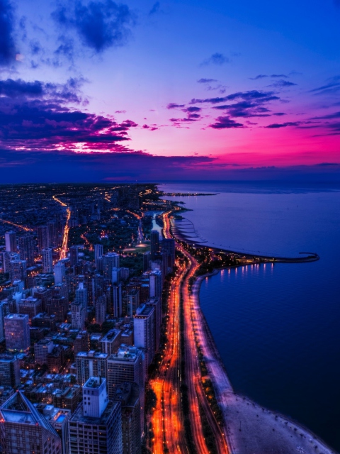 Das Chicago Sunset Wallpaper 480x640