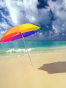 Sfondi Rainbow Umbrella At Beach 132x176