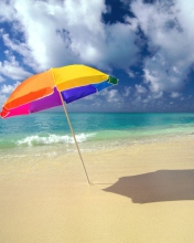 Das Rainbow Umbrella At Beach Wallpaper 176x220