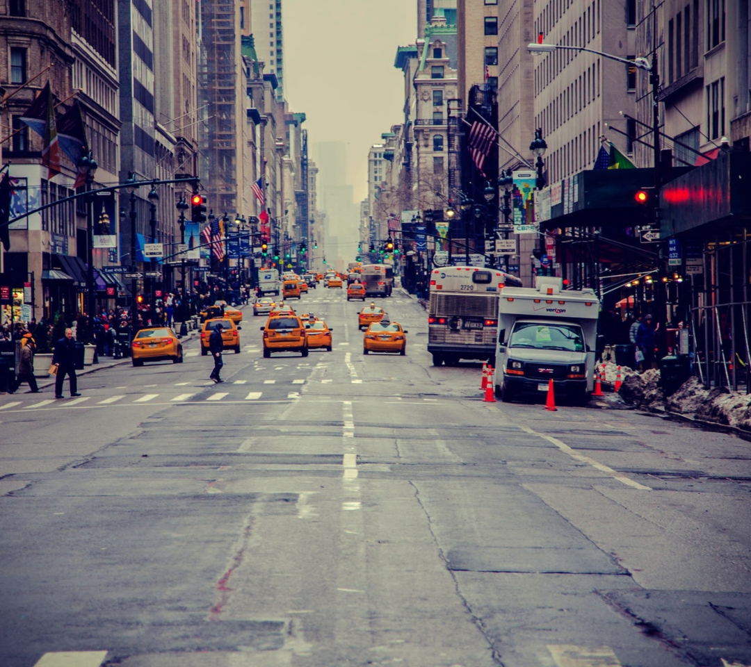 Обои New York City Usa Street Taxi 1080x960