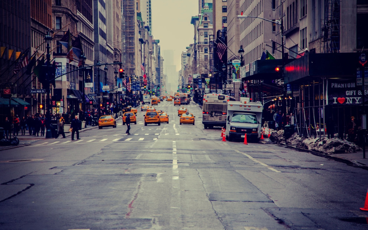 Das New York City Usa Street Taxi Wallpaper 1280x800