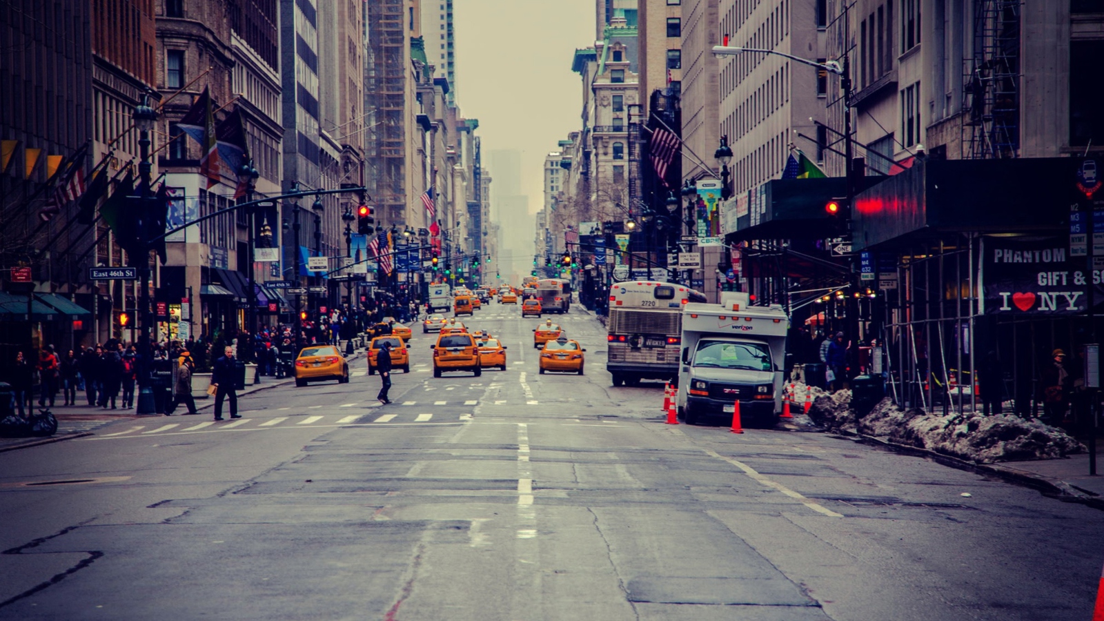 Fondo de pantalla New York City Usa Street Taxi 1600x900