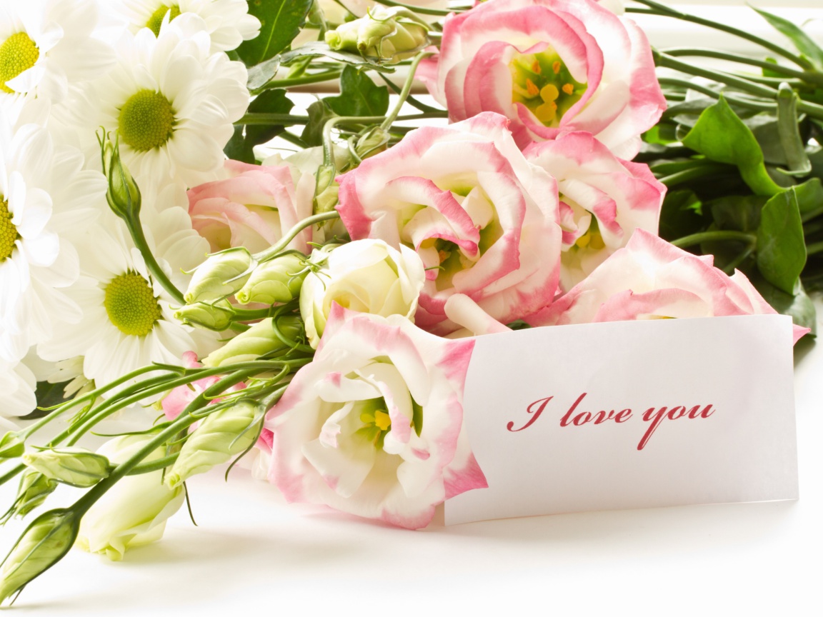 Bouquet of daisies and roses wallpaper 1152x864