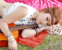 Girl with Guitar wallpaper 220x176