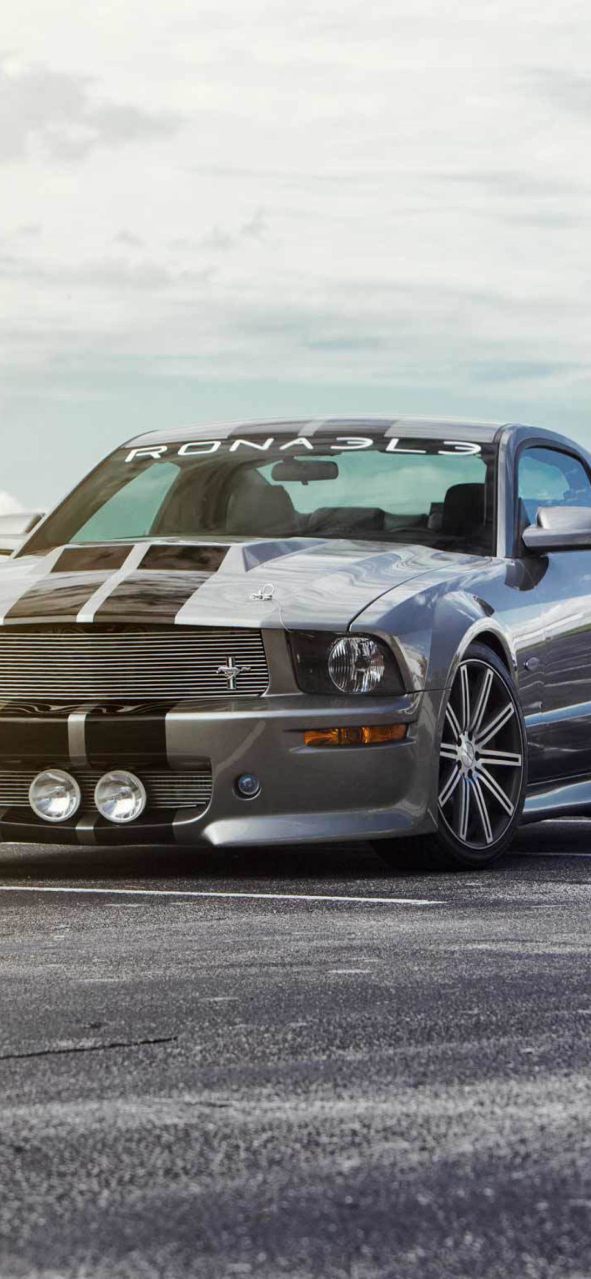 Silver Ford Mustang wallpaper 1170x2532