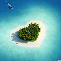Обои Heart Shaped Tropical Island 208x208