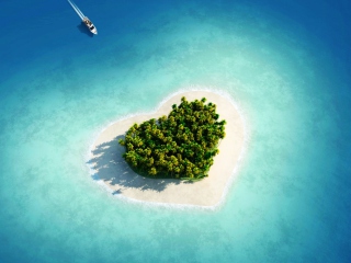 Обои Heart Shaped Tropical Island 320x240