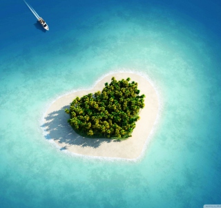 Kostenloses Heart Shaped Tropical Island Wallpaper für 208x208