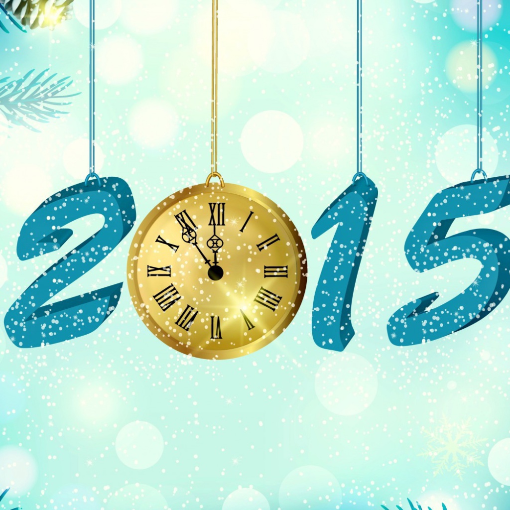 Happy New Year 2015 with Clock wallpaper 1024x1024