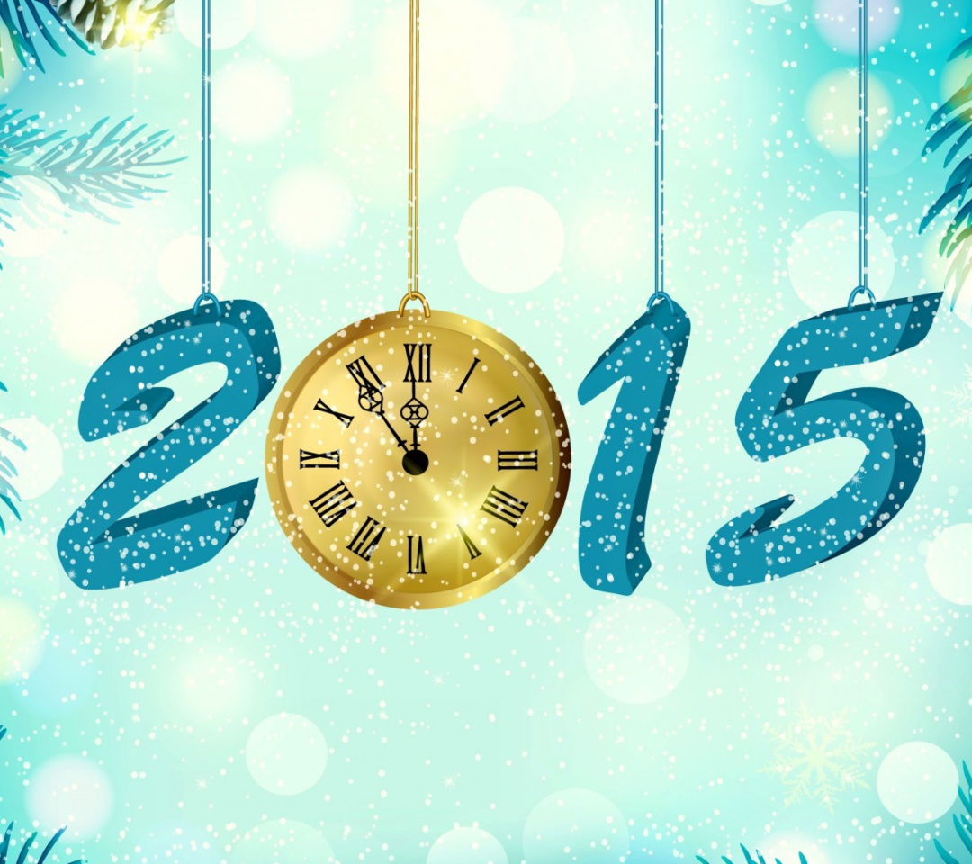 Обои Happy New Year 2015 with Clock 1080x960