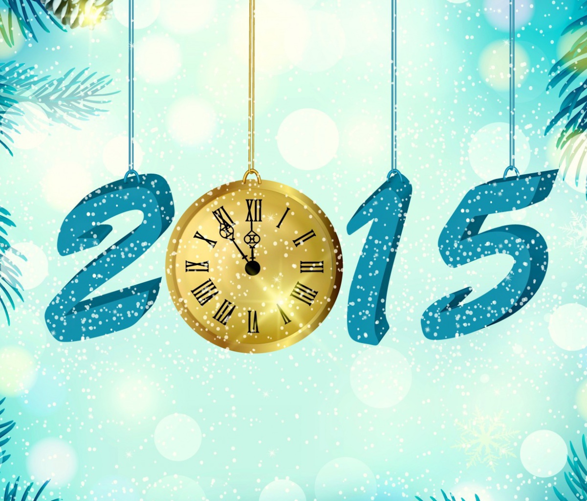 Sfondi Happy New Year 2015 with Clock 1200x1024