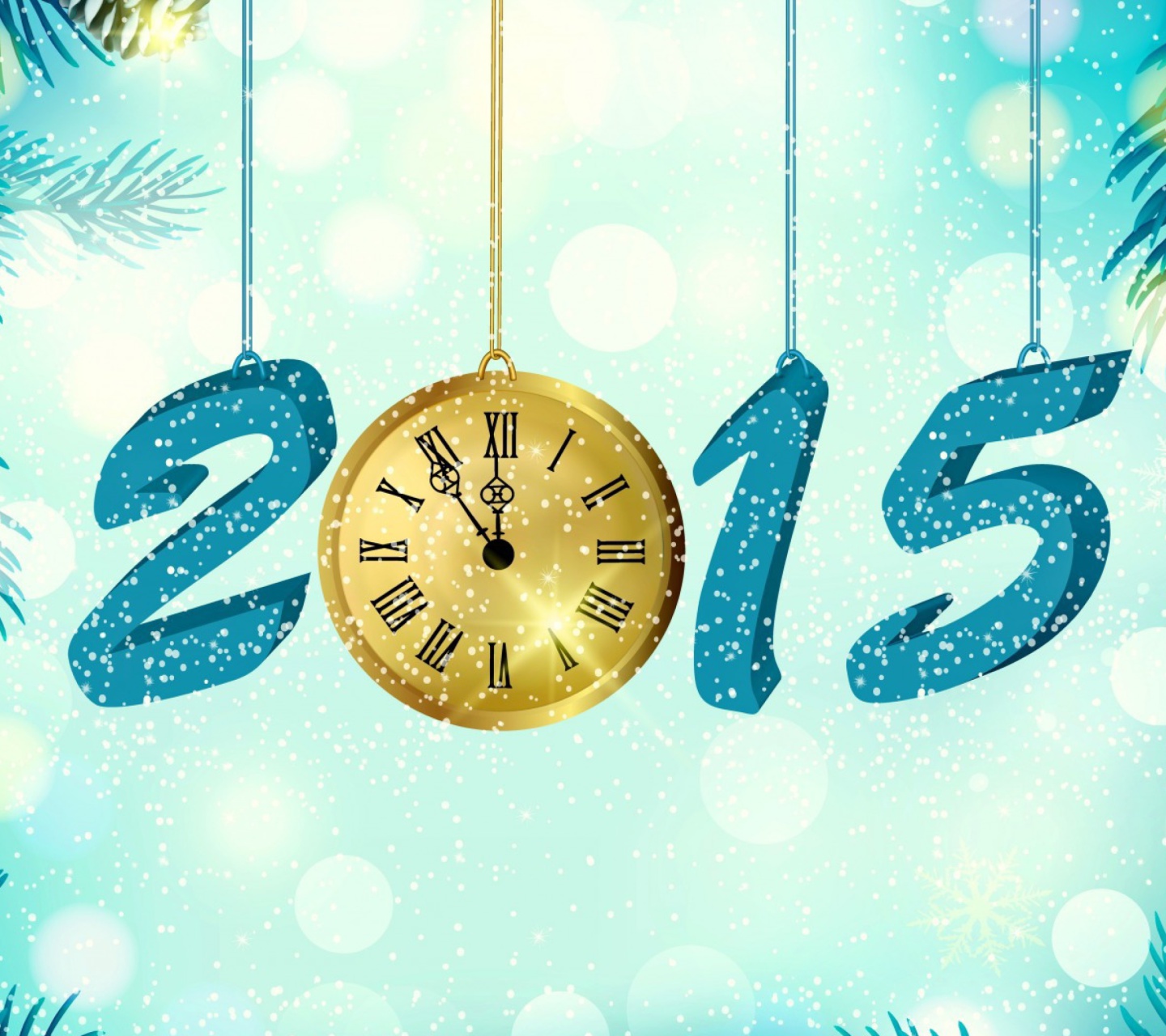 Das Happy New Year 2015 with Clock Wallpaper 1440x1280