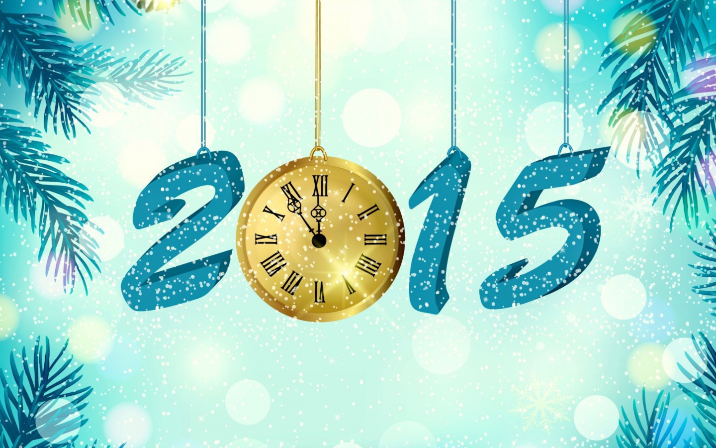 Das Happy New Year 2015 with Clock Wallpaper 1440x900