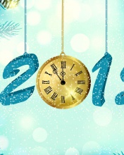 Das Happy New Year 2015 with Clock Wallpaper 176x220