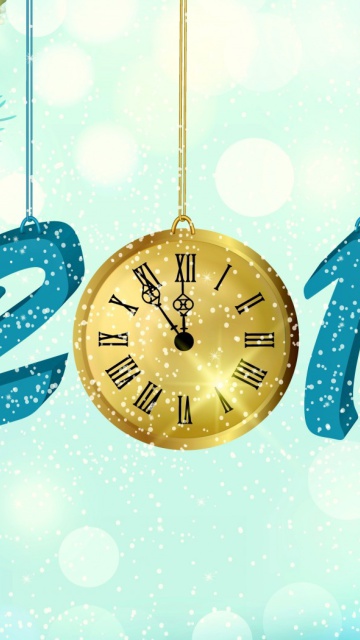 Happy New Year 2015 with Clock wallpaper 360x640