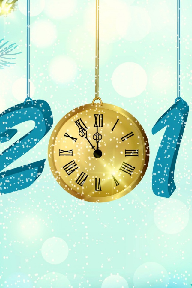 Happy New Year 2015 with Clock wallpaper 640x960
