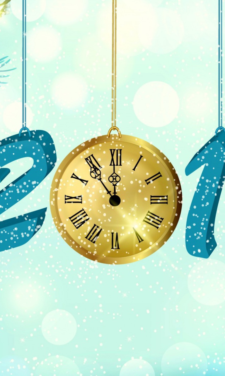 Happy New Year 2015 with Clock wallpaper 768x1280