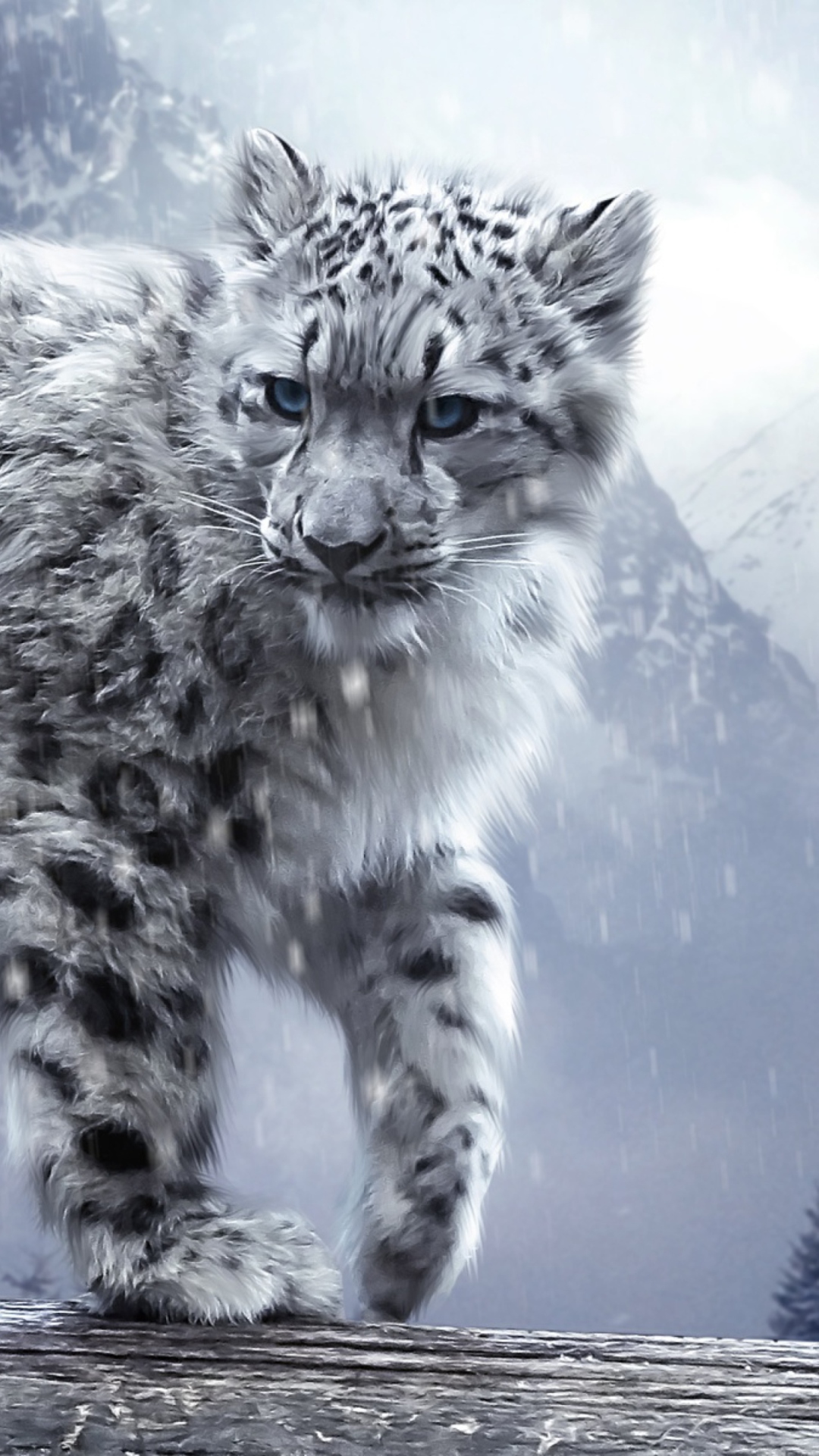 Обои White Leopard 1080x1920