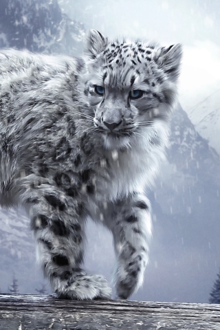 Fondo de pantalla White Leopard 320x480