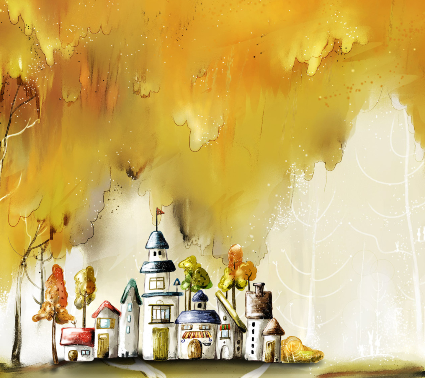Autumn Illustration wallpaper 1440x1280