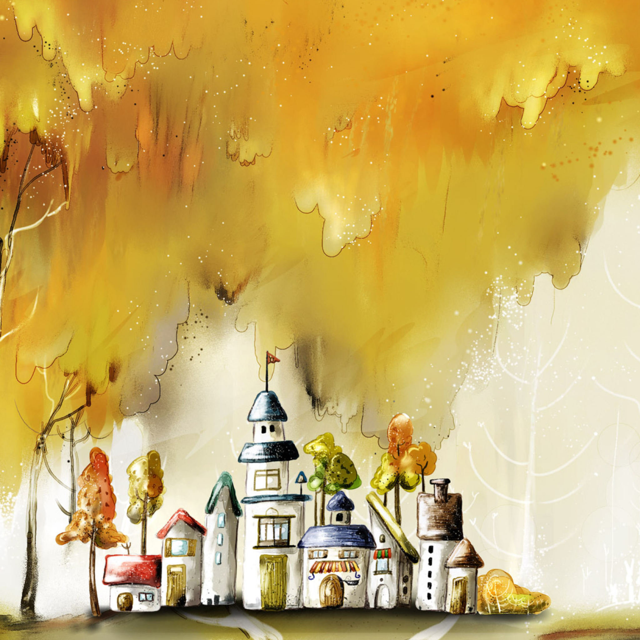 Autumn Illustration wallpaper 2048x2048