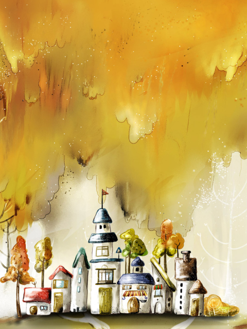 Das Autumn Illustration Wallpaper 480x640