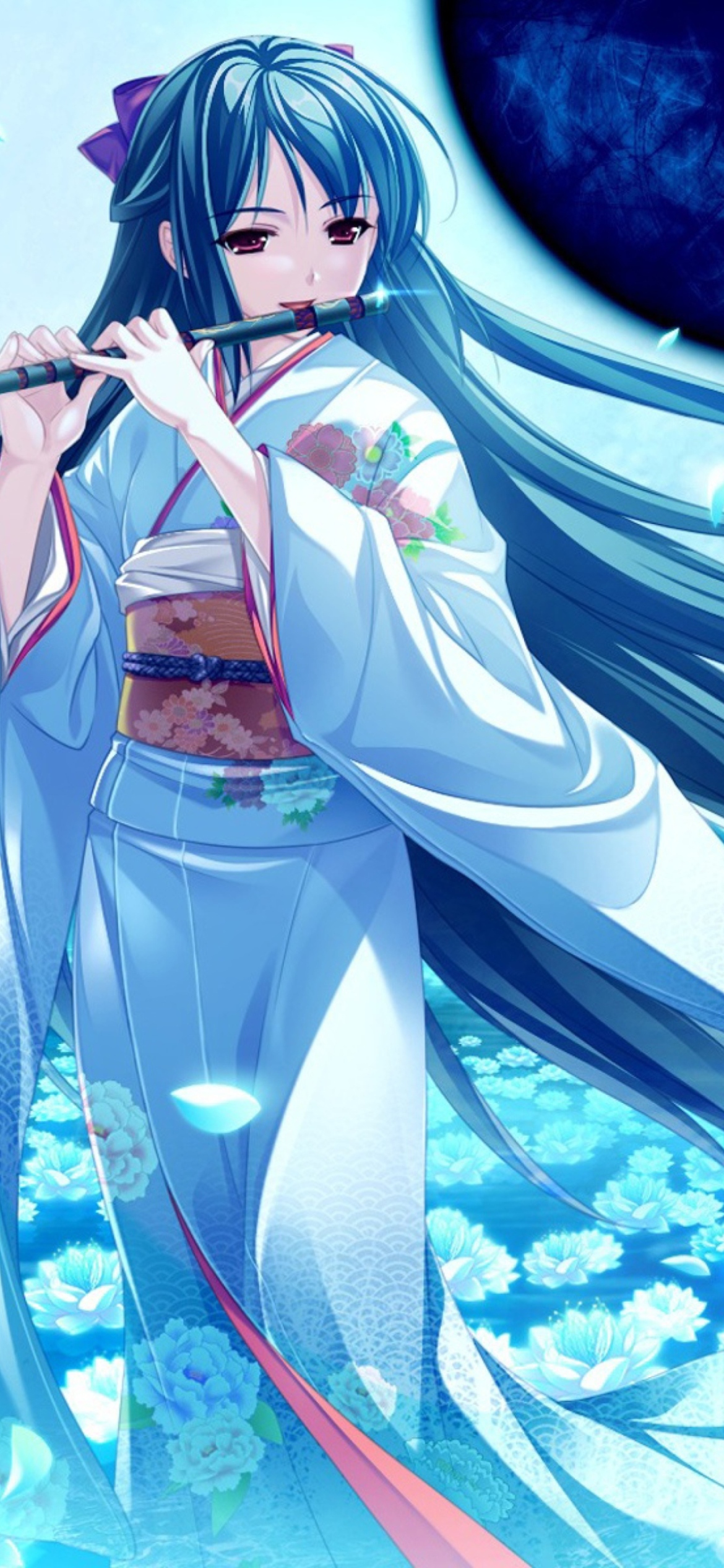 Tsukumo No Kanade Anime Girl Blue Kimono screenshot #1 1170x2532