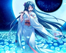 Tsukumo No Kanade Anime Girl Blue Kimono wallpaper 220x176
