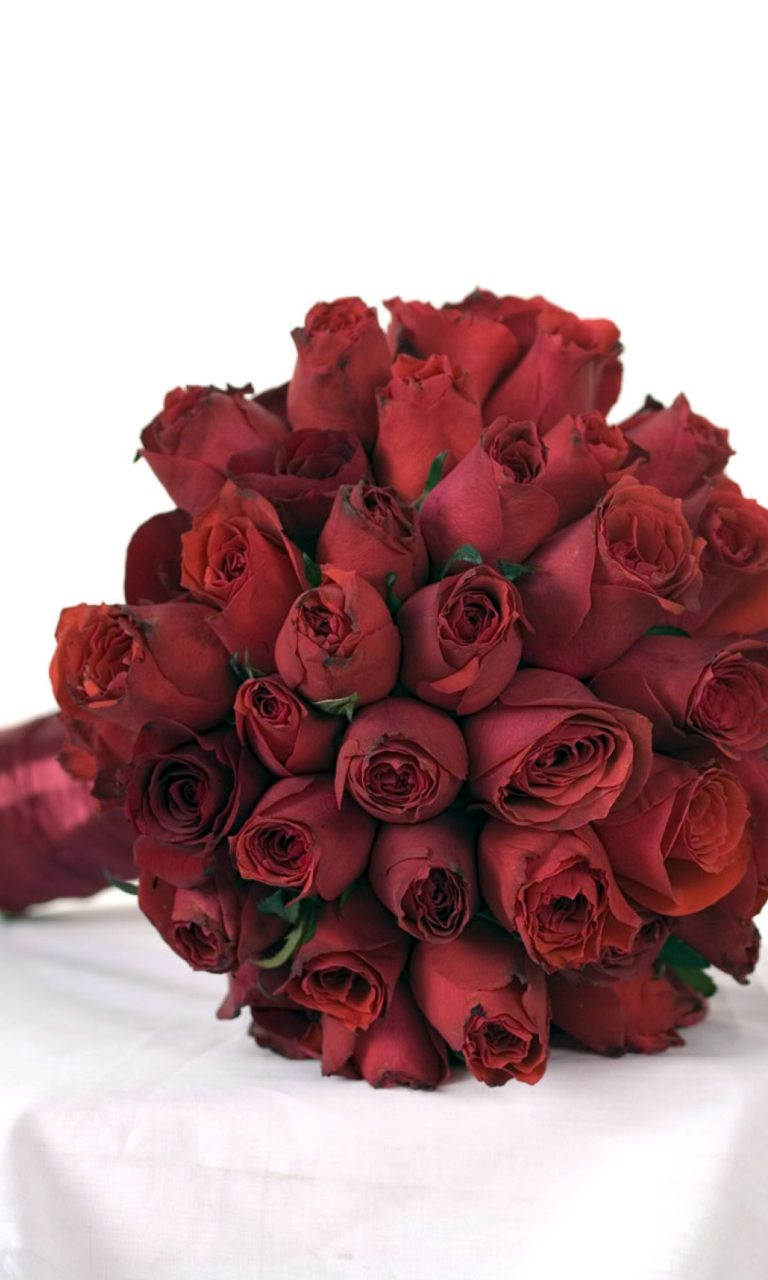 Das Red Rose Wedding Bouquet Wallpaper 768x1280