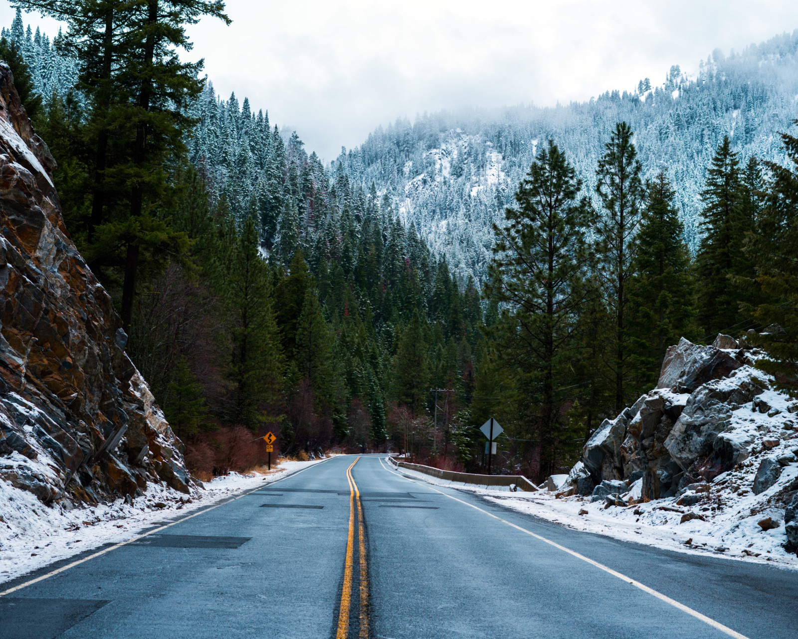 Das Forest Road in Winter Wallpaper 1600x1280