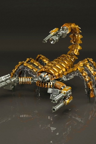 Steampunk Scorpion Robot wallpaper 320x480