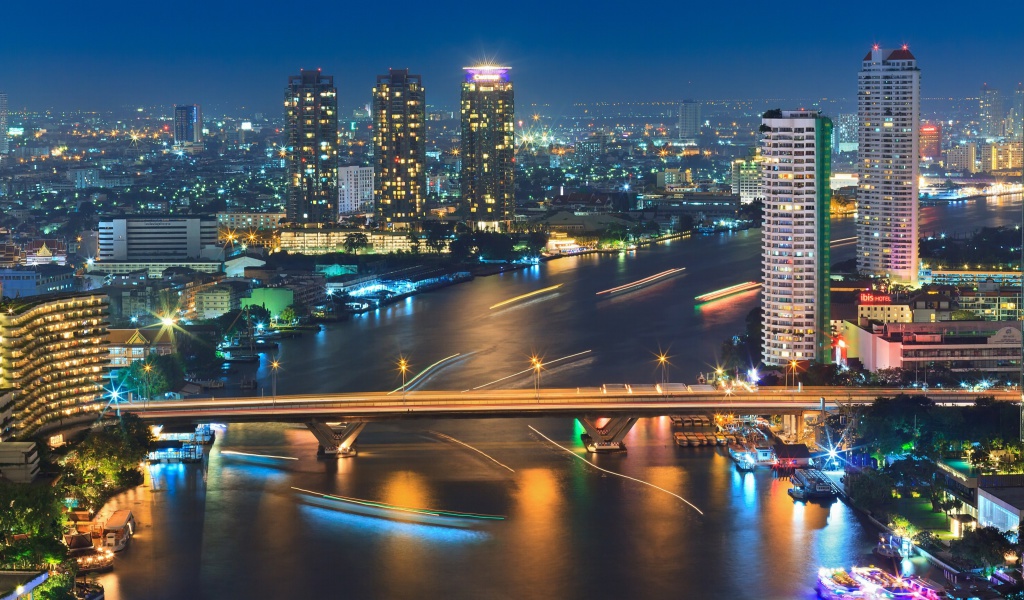 Sfondi Bangkok and Chao Phraya River 1024x600