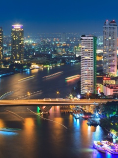 Sfondi Bangkok and Chao Phraya River 240x320