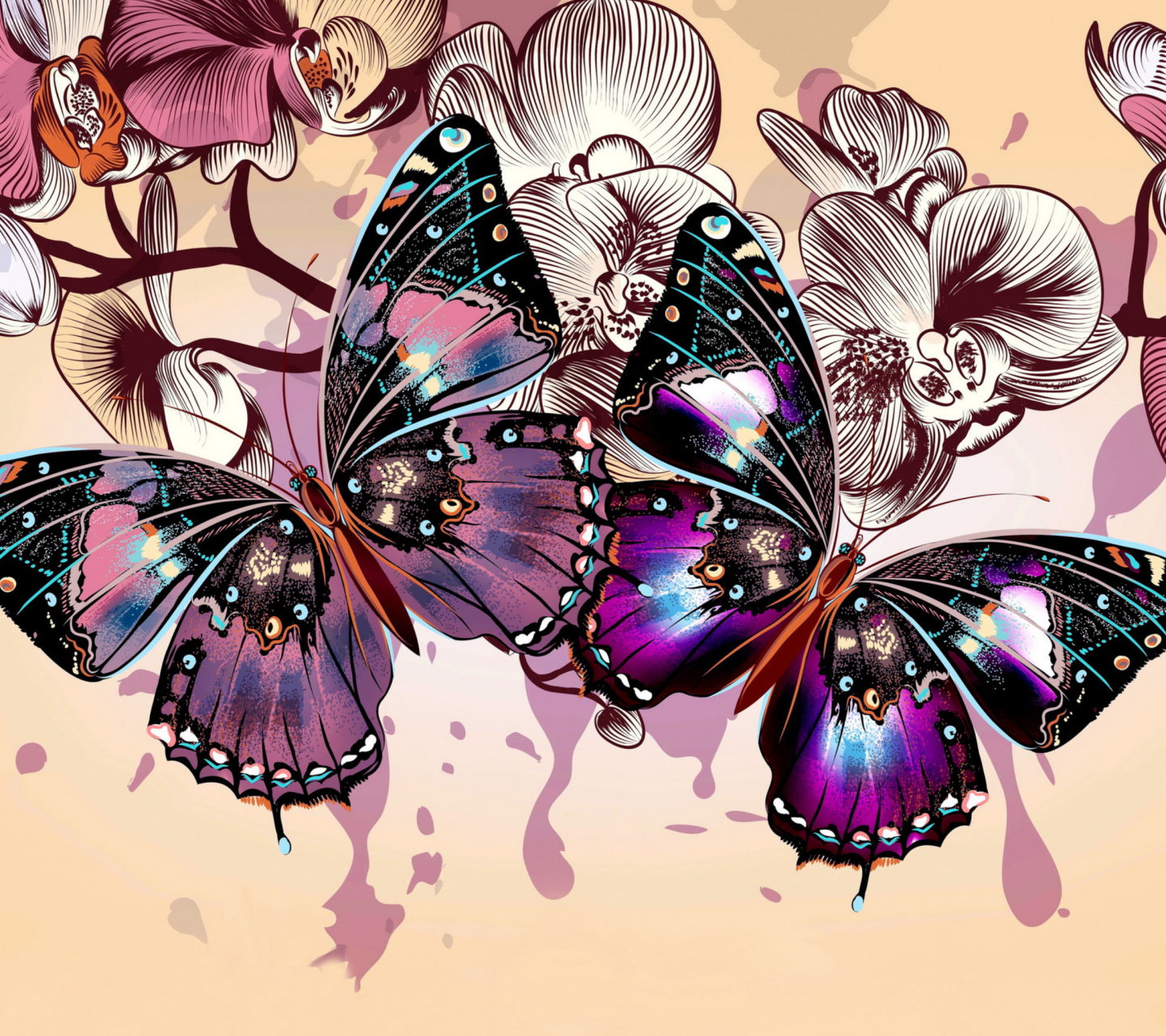 Fondo de pantalla Butterflies 1440x1280