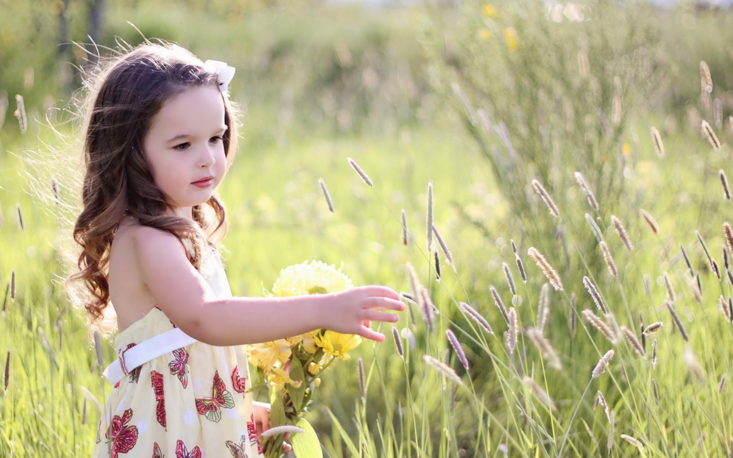 Little Girl In Field Wallpaper for Android 2560x1600.