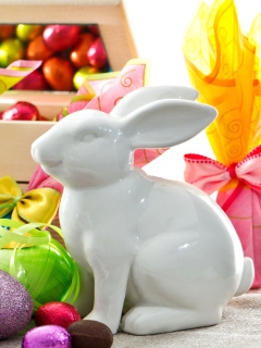 Porcelain Easter hares wallpaper 240x320